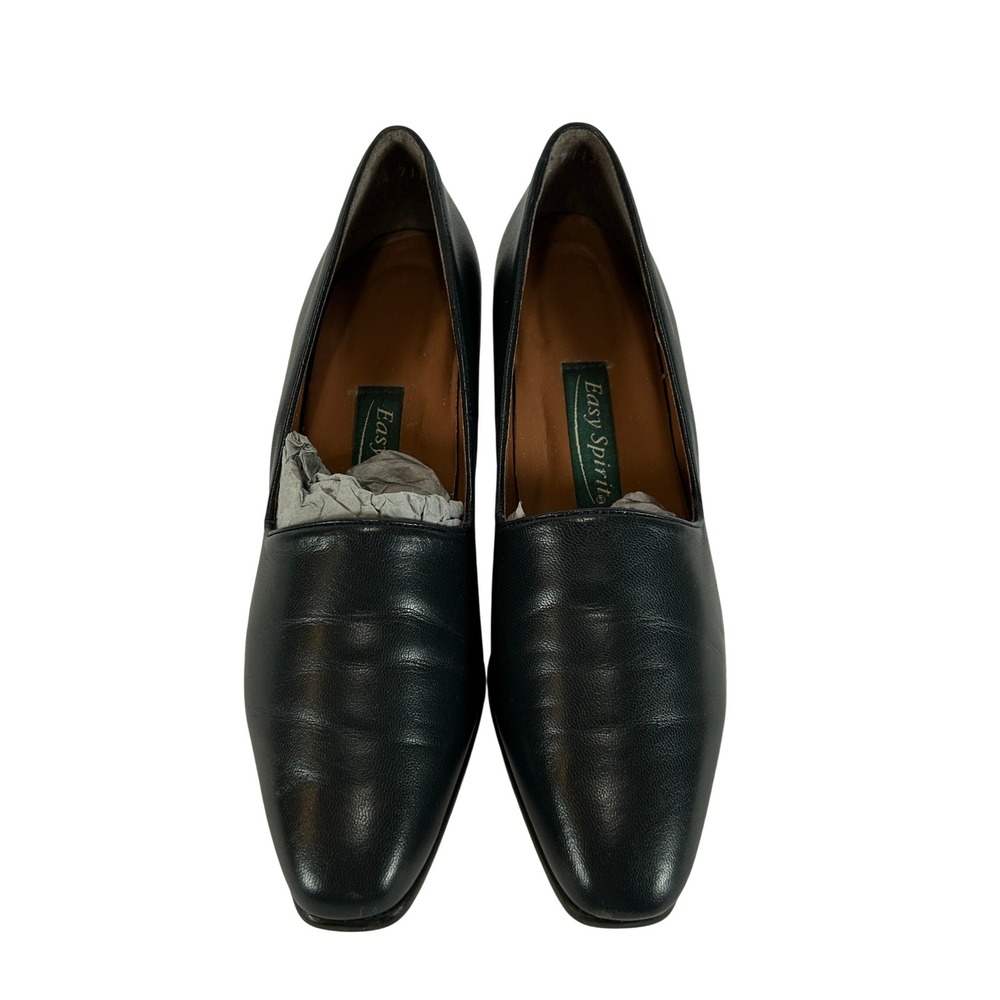 Easy Spirit Port Navy Nappa Leather Low Block Heel Pumps Shoes Womens 7 2A
